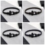 Men's Nautical Shackle And Woven Leather Bracelet, thumbnail 3 of 5