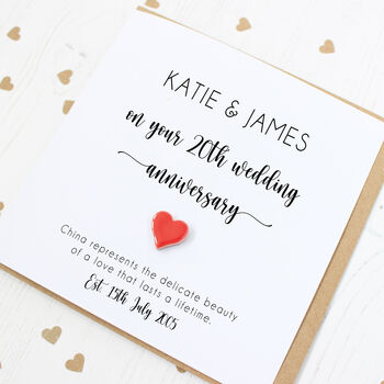 Personalised China 20th Wedding Anniversary Card, 3 of 8