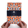 Orange Fox Flower Tea Towel | 100% Cotton | Made In The UK, thumbnail 5 of 12