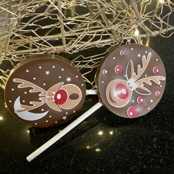 Reindeer Christmas Chocolate Lollipop Set Of Five, 3 of 5