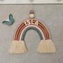 Personalised Rainbow Macrame,Gold Sparkle Wall Hanging, thumbnail 9 of 12