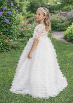 Ophelia In Ivory White Party Girl Or Flower Girl Dress, 3 of 8