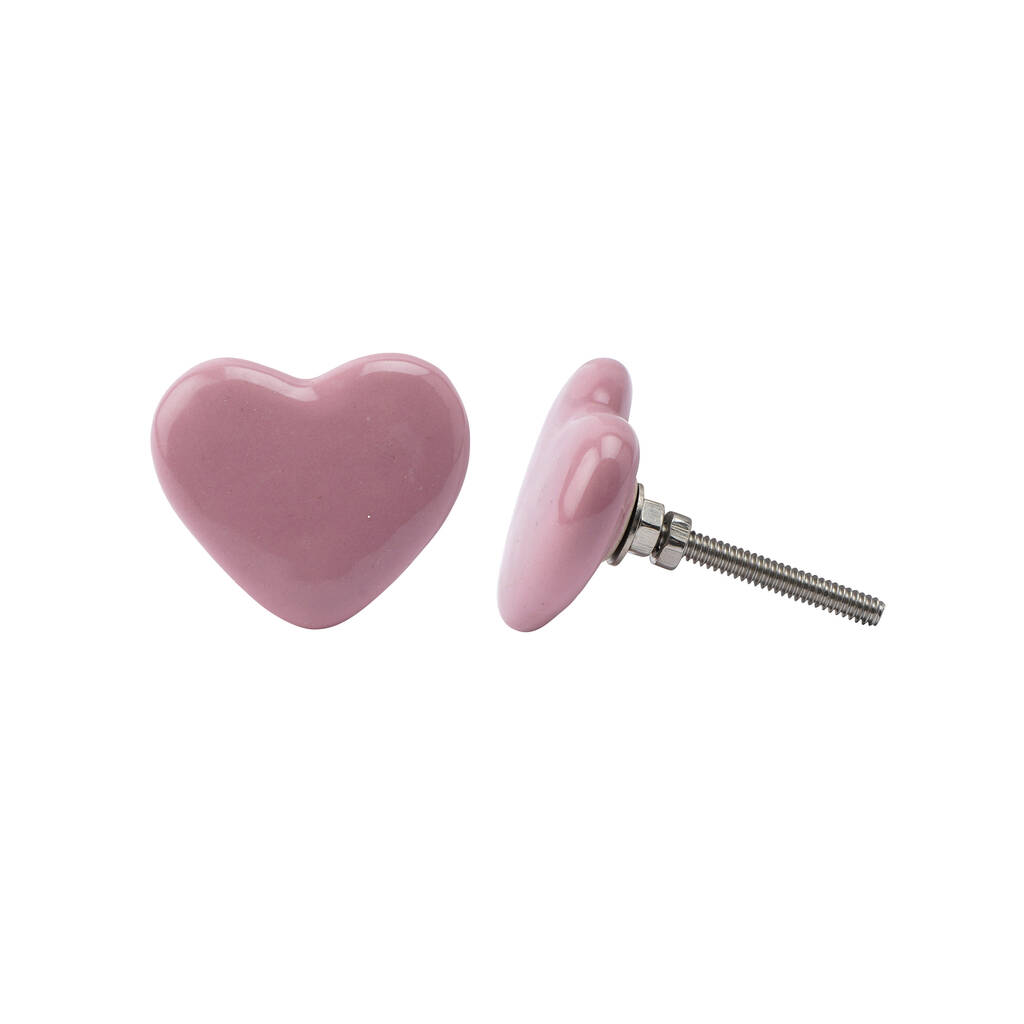 Set Of Two Pink Heart Ceramic Drawer Pull By CGB Giftware