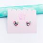 Hand Painted Abstract Wonky Heart Stud Earrings, thumbnail 5 of 8