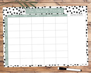 Personalised Spotty Weekly Family Organiser Whiteboard, 2 of 8