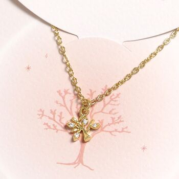 Diamonte Carded Tree Pendant Necklace In Gold Or Silver, 3 of 4