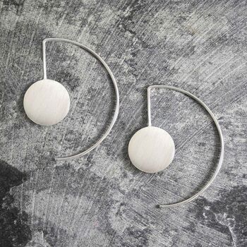 Disc Geometric Sterling Silver Drop Earrings, 3 of 5