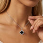 Sterling Silver Black Clover Necklace, thumbnail 1 of 7