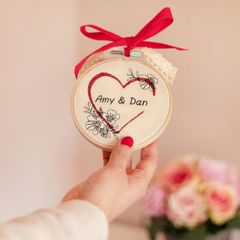Personalised Couple's Embroidered Hoop, 2 of 3