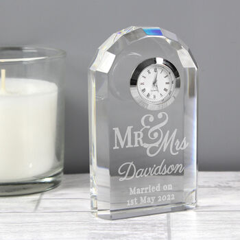 Personalised Glass Mr And Mrs Clock Gift, 2 of 2