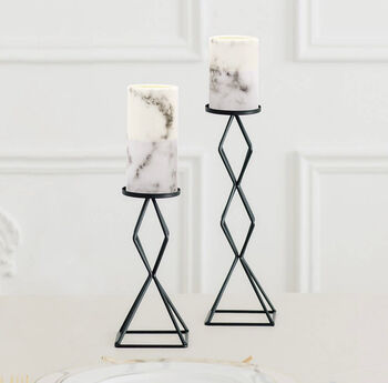 Pair Of Real Wax Marble Effect LED Candles, 2 of 3