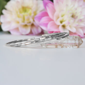 Thin Hammered Cuff In Sterling Silver, 5 of 8