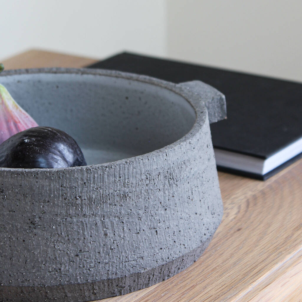 Grey Textured Bowl With Handles By Marquis & Dawe