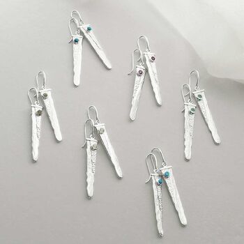 Sterling Silver Gemstone Waterfall Earrings, 2 of 8