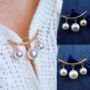 Three White Pearl Brooch Sweater Schoolbag Pin, thumbnail 6 of 7