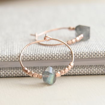 Sterling Silver And Labradorite Hoops, 7 of 12