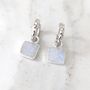 The Square Moonstsone Earrings, Silver, thumbnail 4 of 6