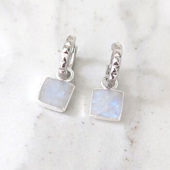The Square Moonstsone Earrings, Silver, 4 of 6