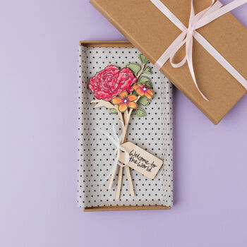 New Baby Gift Wooden Flower Bouquet, 3 of 6