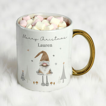Personalised Christmas Gonk Gold Handed Mug, 3 of 5