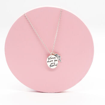 Bloom Quote Hand Stamped Necklace, 2 of 8