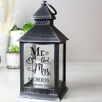 Personalised Mr And Mrs Black Candle Lantern, 3 of 4