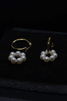 'Alitaptap' Hoop Pearl Drop Earrings, 9 of 12