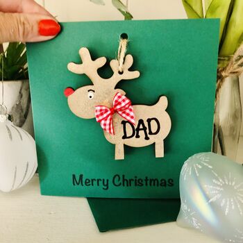 Personalised Mum And Dad Reindeer Christmas Card, 2 of 2