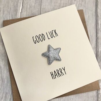Good Luck Glitter Star Personalised Card, 2 of 4