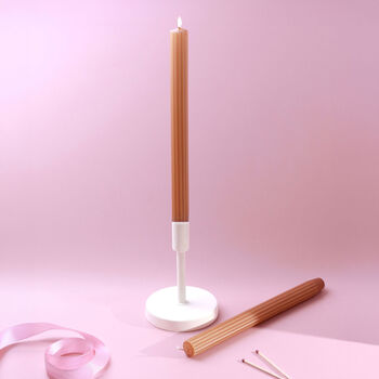 G Decor Velluto Bruciato Set Of Two Extra Tall Dinner And Taper Candles With Ribbed Velvet Matte Finish, 3 of 3