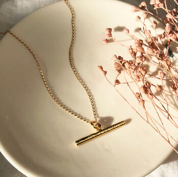 Delicate Textured T Bar Necklace, 4 of 11