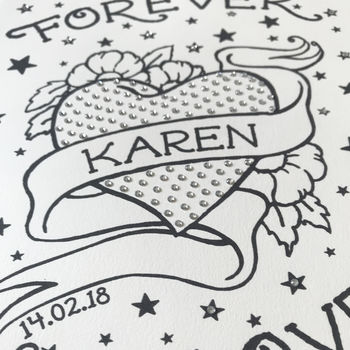 Forever In Love Personalised Tattoo Print, 2 of 2