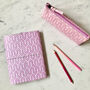 Pink Recycled A5 Notebook And Pencil Case Set, thumbnail 2 of 3