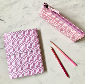 Pink Recycled A5 Notebook And Pencil Case Set, 2 of 3
