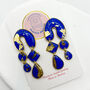 Royal Blue And Gold Foil Abstract Statement Earrings, thumbnail 3 of 9