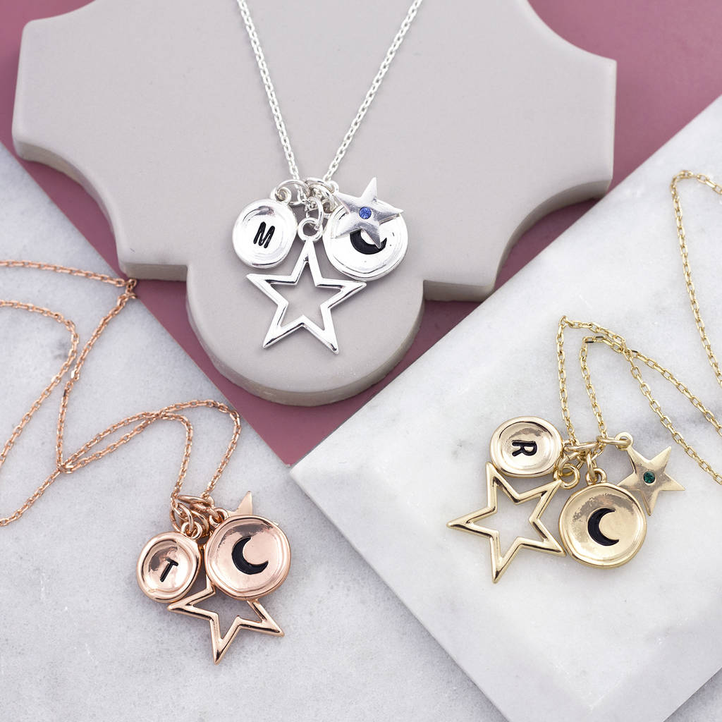 My Moon And Stars Charm Necklace By J&S Jewellery