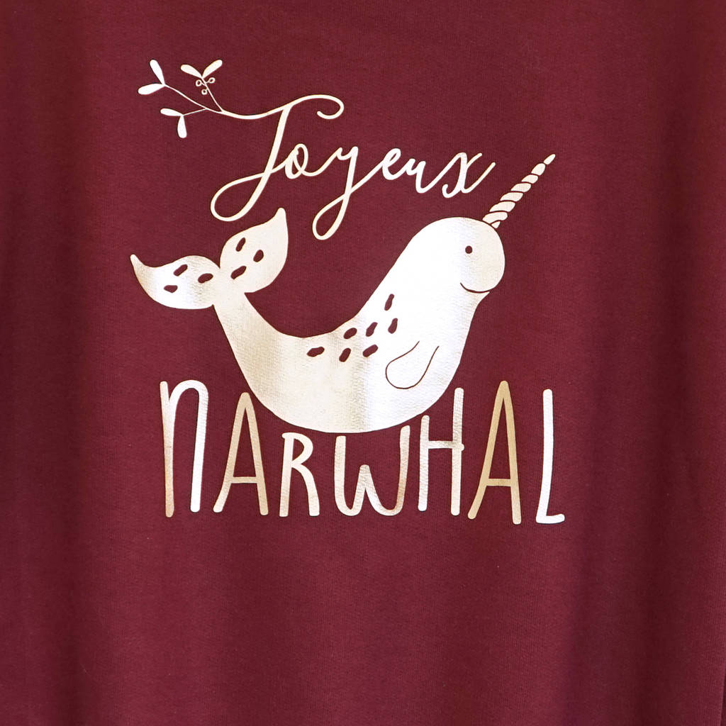 Joyeux Narwhal Adult And Child Christmas Jumpers