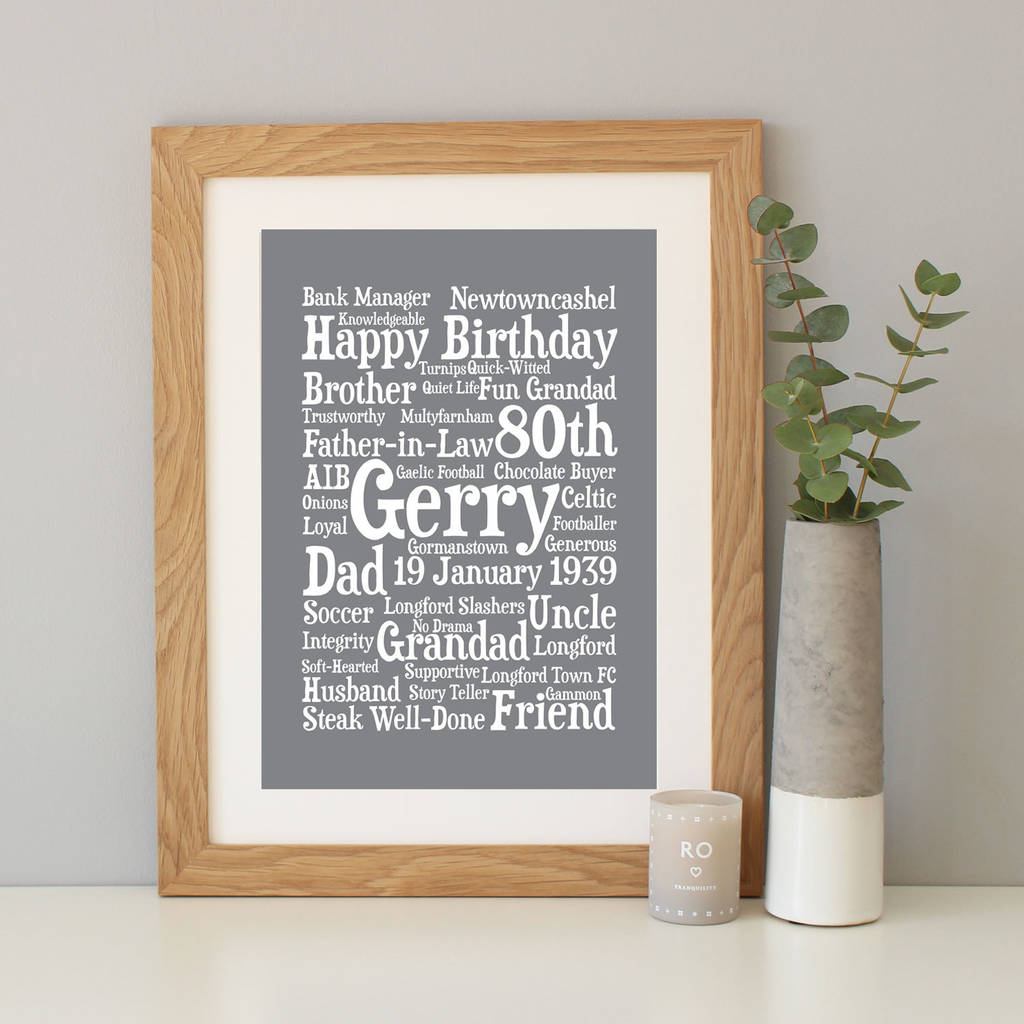 Personalised 80th Birthday Word Art Gift By Hope and Love ...