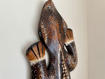 Huge 1m Hand Painted Wooden Gecko Wall Art Stone Inlay, 2 of 8