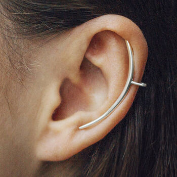 Simple Oxidised Silver Tusk Ear Cuff Earrings, 2 of 5