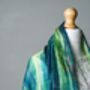 100% Mulberry Silk Scarf, Emerald Green, Aurora Borealis, thumbnail 7 of 10