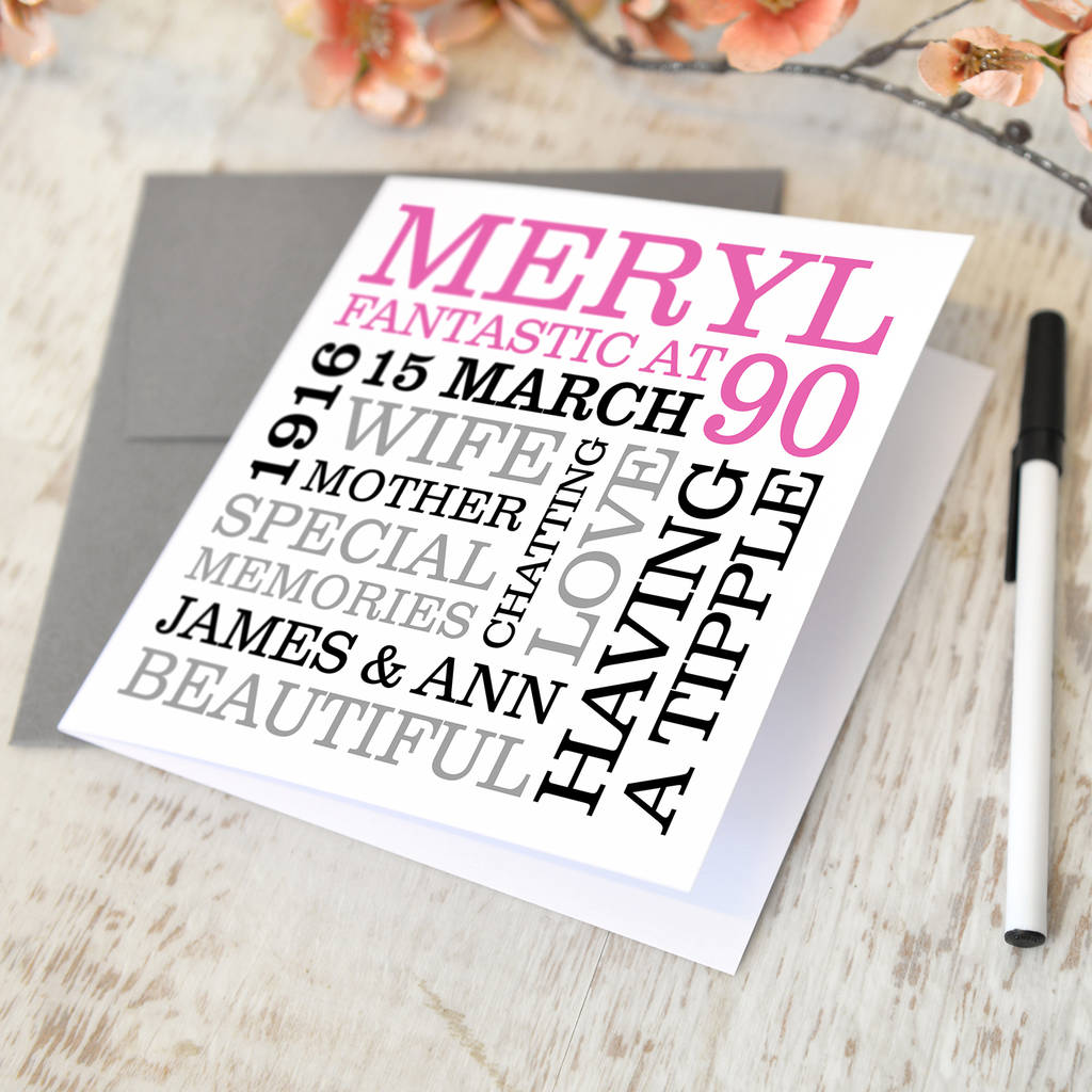 Personalised 90th Birthday Typographic Art By A Type Of Design ...