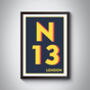 N13 Palmer's Green London Postcode Typography Print, thumbnail 8 of 10