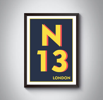 N13 Palmer's Green London Postcode Typography Print, 8 of 10