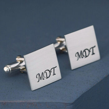 Sterling Silver Monogram Cufflinks. Personalised Wedding Cufflinks, 6 of 12