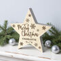 Personalised Merry Christmas Wooden Star Decoration, thumbnail 2 of 4