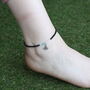 Black Beaded Turquoise Fan Charm Dangle Slim Anklet, thumbnail 3 of 3