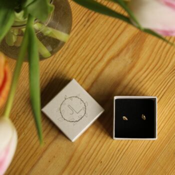 Tiny Leaf Studs In 9ct Yellow Gold, 3 of 3