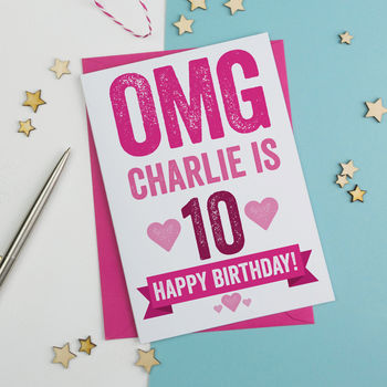 Omg Personalised 10th Birthday Card, 3 of 3