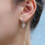 Sterling Silver Tree Charm Huggie Hoops, thumbnail 7 of 11